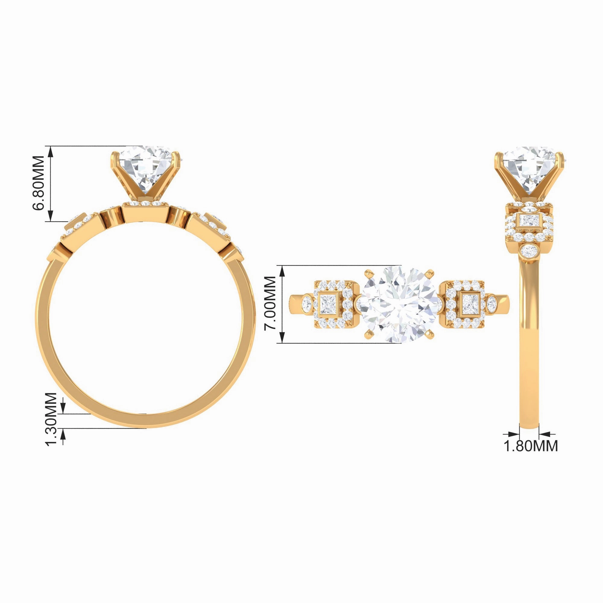 Round Cut Solitaire Moissanite Antique Engagement Ring