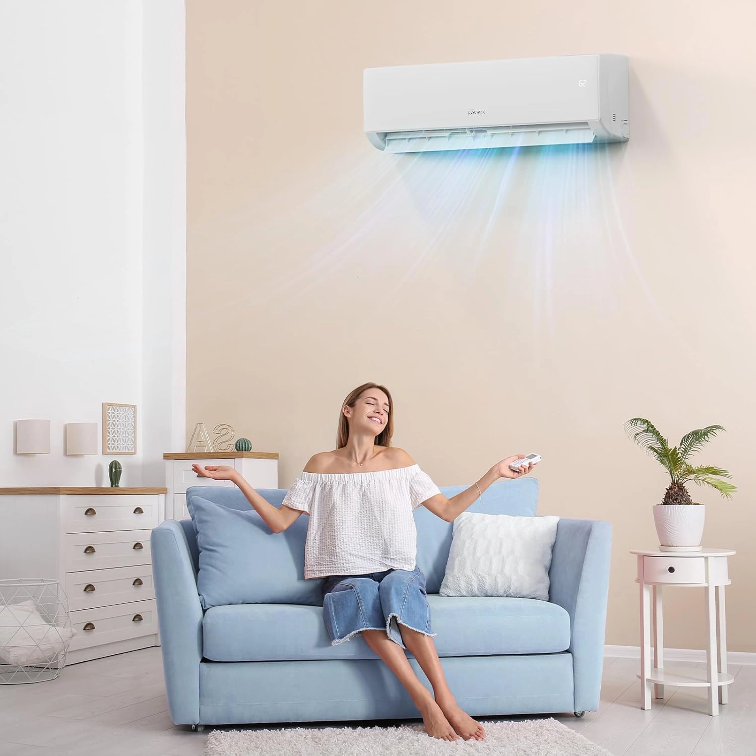 ROVSUN 3 Zone 35000 BTU (12K 12K 12K) Mini Split AC/Heating System, 19 SEER2 Dual Zone Ductless Wall Mounted Air Conditioner with Pre-Charged Condenser, Heat Pump & 25Ft Line Set, 208-230V