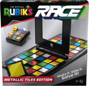 Rubik's Race, Metallic Edition Classic Fast-Paced Puzzle Strategy Sequence Two Player Board Game, for Kids and Adults Ages 7 and up, Multicolor