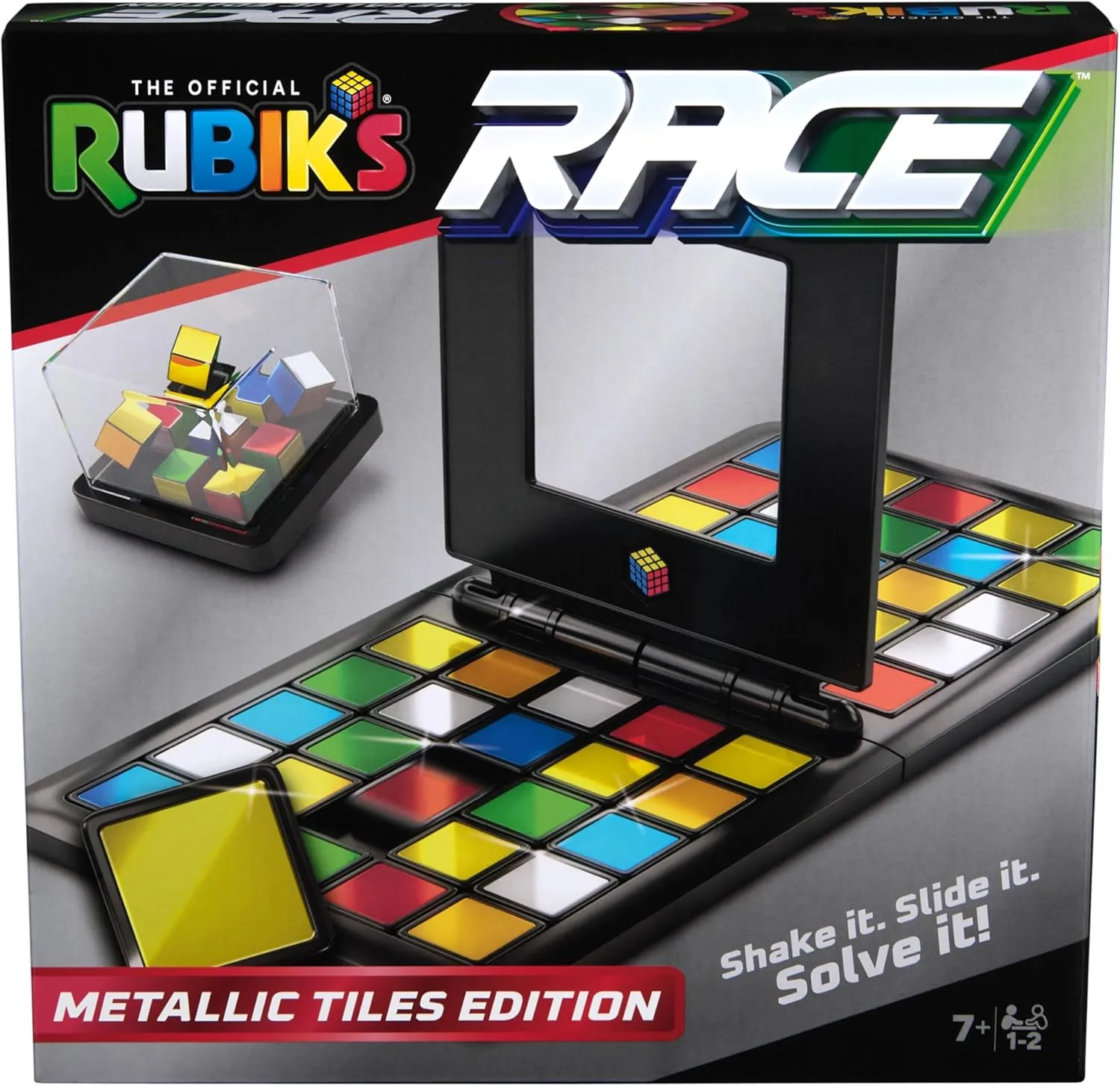 Rubik's Race, Metallic Edition Classic Fast-Paced Puzzle Strategy Sequence Two Player Board Game, for Kids and Adults Ages 7 and up, Multicolor