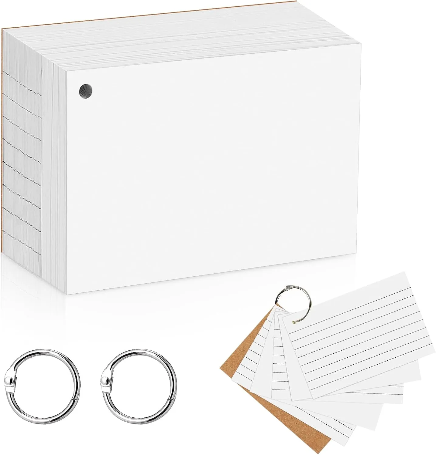 Ruled Lined Index Note Cards,300PCS Flash Cards,125 x 85mm Index Cards,Punched and Perfed Study Cards,White Record Cards for Student Essentials Learning Office Notecards Taking to do List Memo