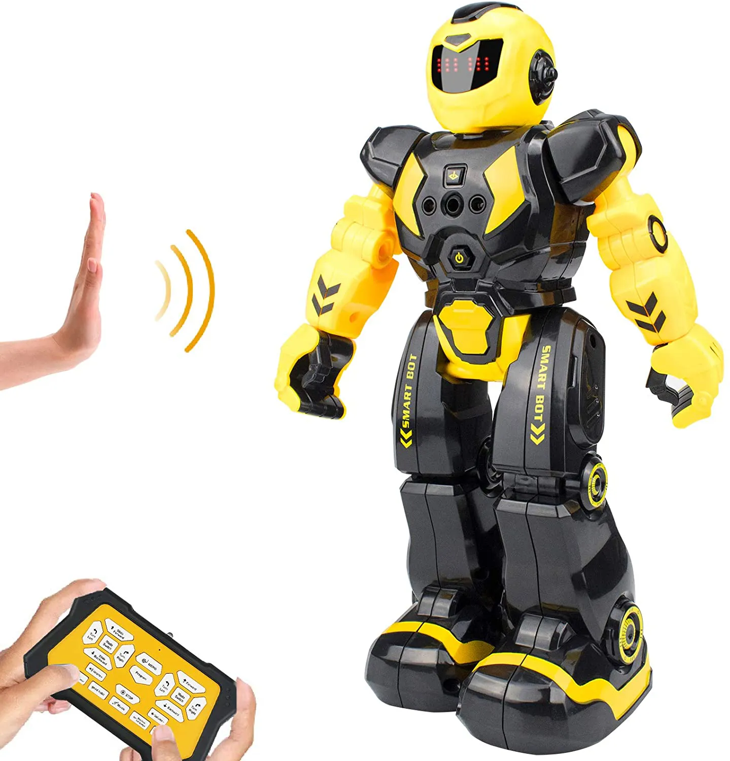 Rynx | Remote Control Robot for Kids, Sikaye Intelligent Programmable Robot with Infrared Controller Toys, Dancing, Singing, Moonwalking and LED Eyes, Motion Sensor Robot Set for Kids (Yellow)