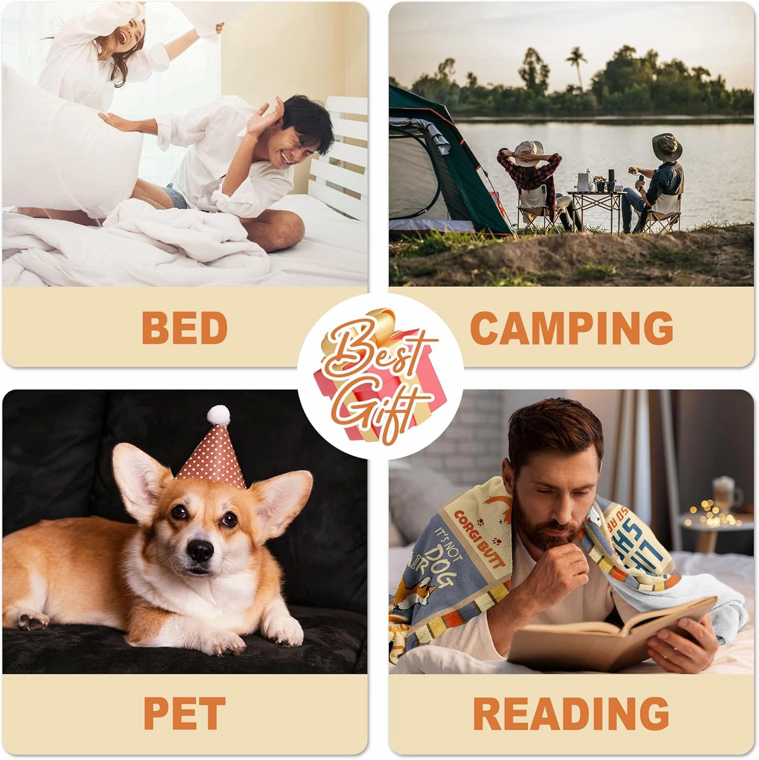Ryubein Corgi Blanket 50" X 60" - Cute Dog Lovers Gift for Kids, Girls, Boys, Adults, Women, Men - All Ages