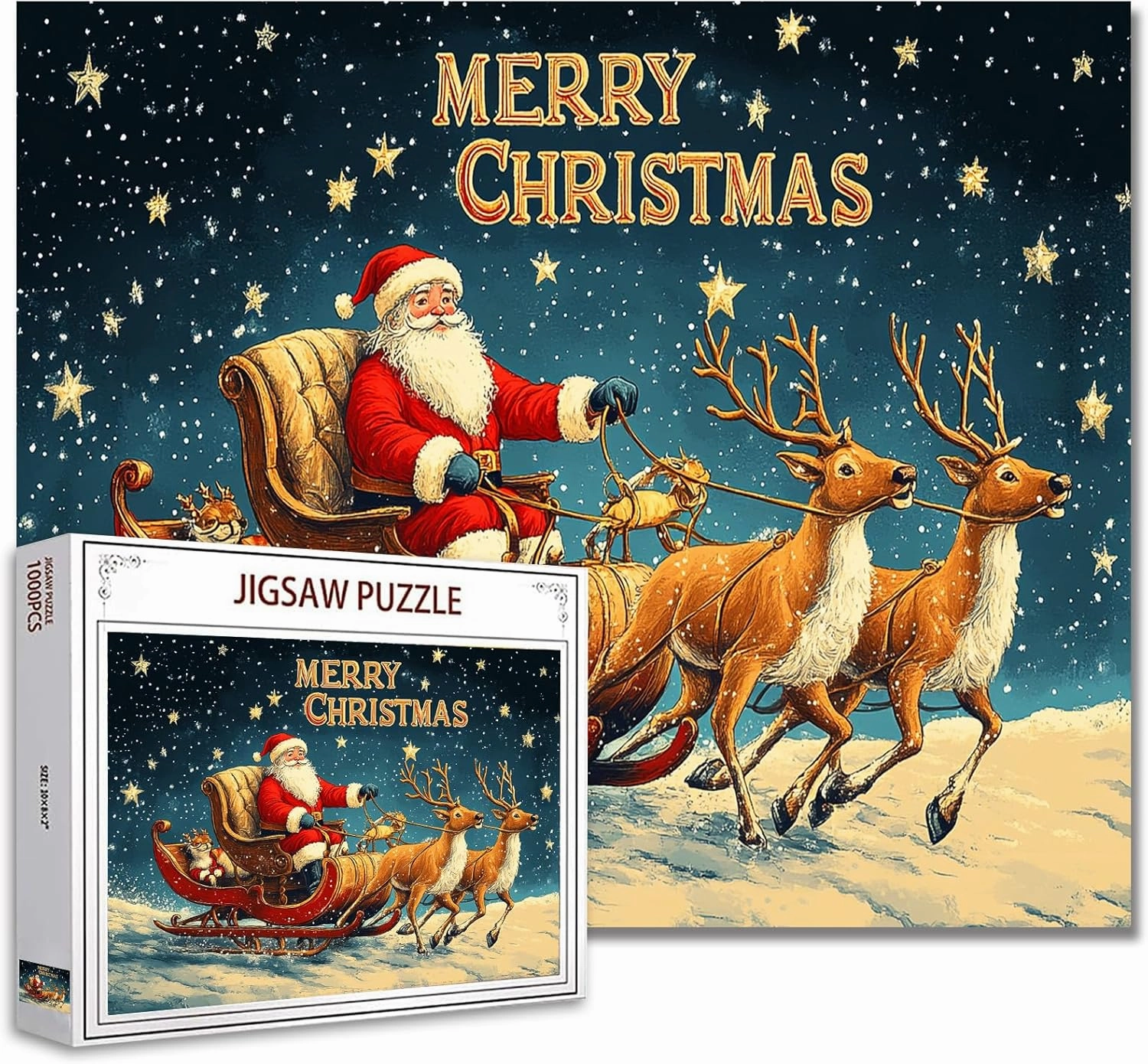 Santa Claus with Reindeer Sleigh Jigsaw Puzzles