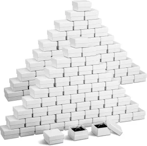 Sasylvia 200 Pcs Jewelry Gift Boxes Bulk Cardboard Ring Earring Box Kraft Square Gift Box with Foam Insert for Packaging(White Color,2 x 2 x 1.2)