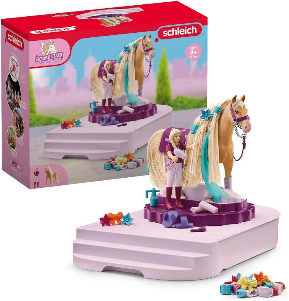 Schleich Horse Club Sofia's Beauties Grooming Station - 54pc Horse Playset for Girls and Boys, Grooming and Accessory Closet with Sofia Doll, Ages 4 