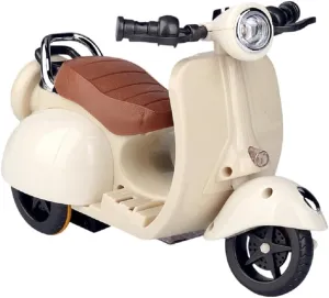 Scooter for Labu bu Accessories, Hamster Pet Electric Toy, Motorcycle Scooter with Light and Music, for Dolls Desktop Ornaments, Interactive Rotating for La bubu Collectors (White)