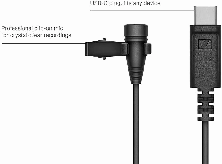 Sennheiser Pro Audio Condenser Microphone, XS Lav USB-C (509261),Black