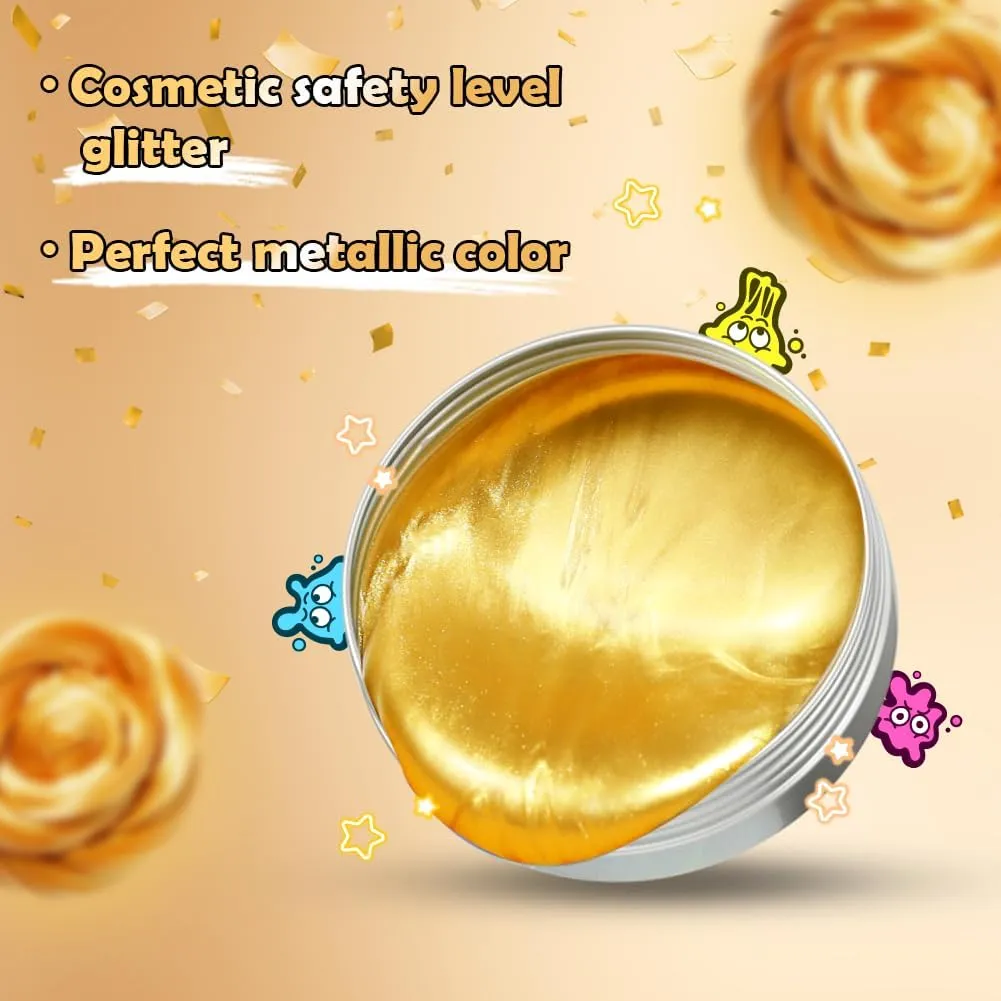 Sensory Putty, Non-Toxic Stress Relief Non-Sticky Creative Fidget Putty Toy for Kids Boys Girls Adults - 3.11 Inch 3.2 Oz - P007-Gold