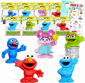 Sesame Street Mini Figures Set for Kids - Bundle with 12 Collectible Mini Figures Featuring Elmo, Cookie Monster, More, Plus Stickers, More | Sesame Street Party Favors