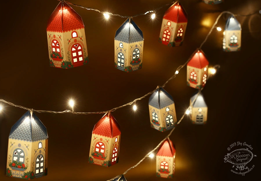 Set of 10 Mini Happy Home with Fairy Lights - Electric with 2 Pin Plug