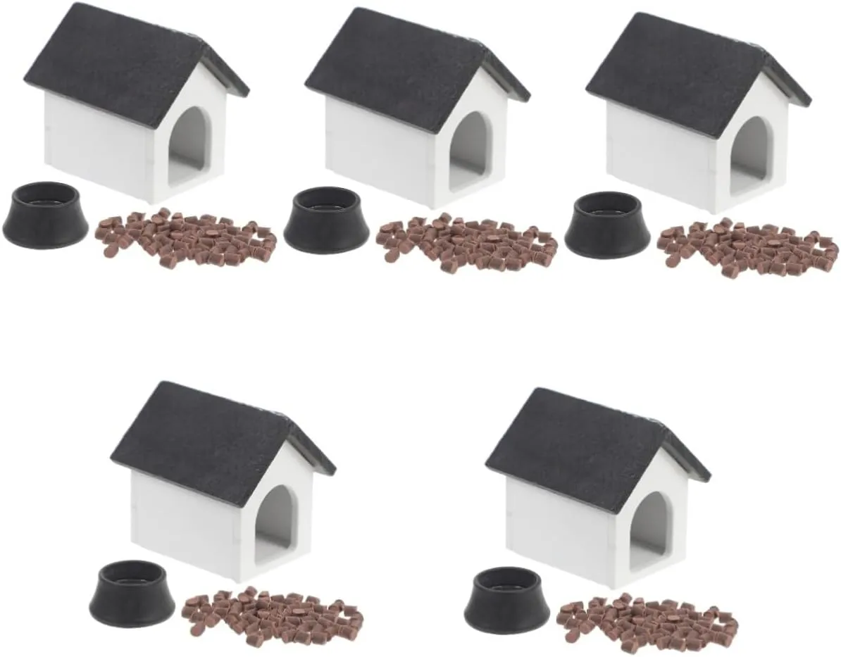 Sets Wooden Dog Food Bowl Set Miniature Dog Bowls Cute Doll House Decor