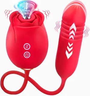 Sex Toys Dildo Rose Vibrator - Upgraded Rose Sex Toy for Women with 9 Sucking & 9 Thrusting Vibrating Dildos G Spot Vibrators for Clit Nipple, Women Adult Sex Toys Games for Couples Sex Machine