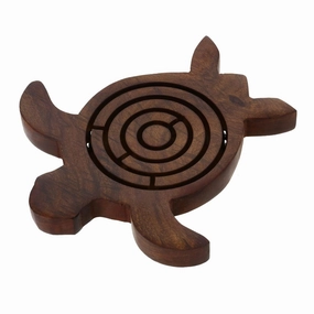 Shalinindia Wood Turtle Labyrinth Maze, 5.5 Inch (Brown)