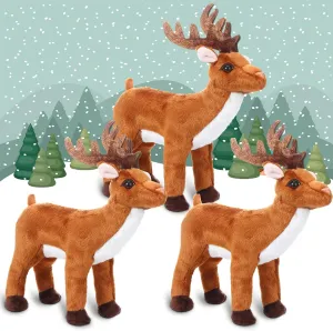 Shappy 3 Pcs 9.8 in Christmas Reindeer Stuffed Animal Cute Deer Plush Stuffed Animal Xmas Plush Gift Toy for Sleigh Woodland Forest Baby Shower Holiday Decoration