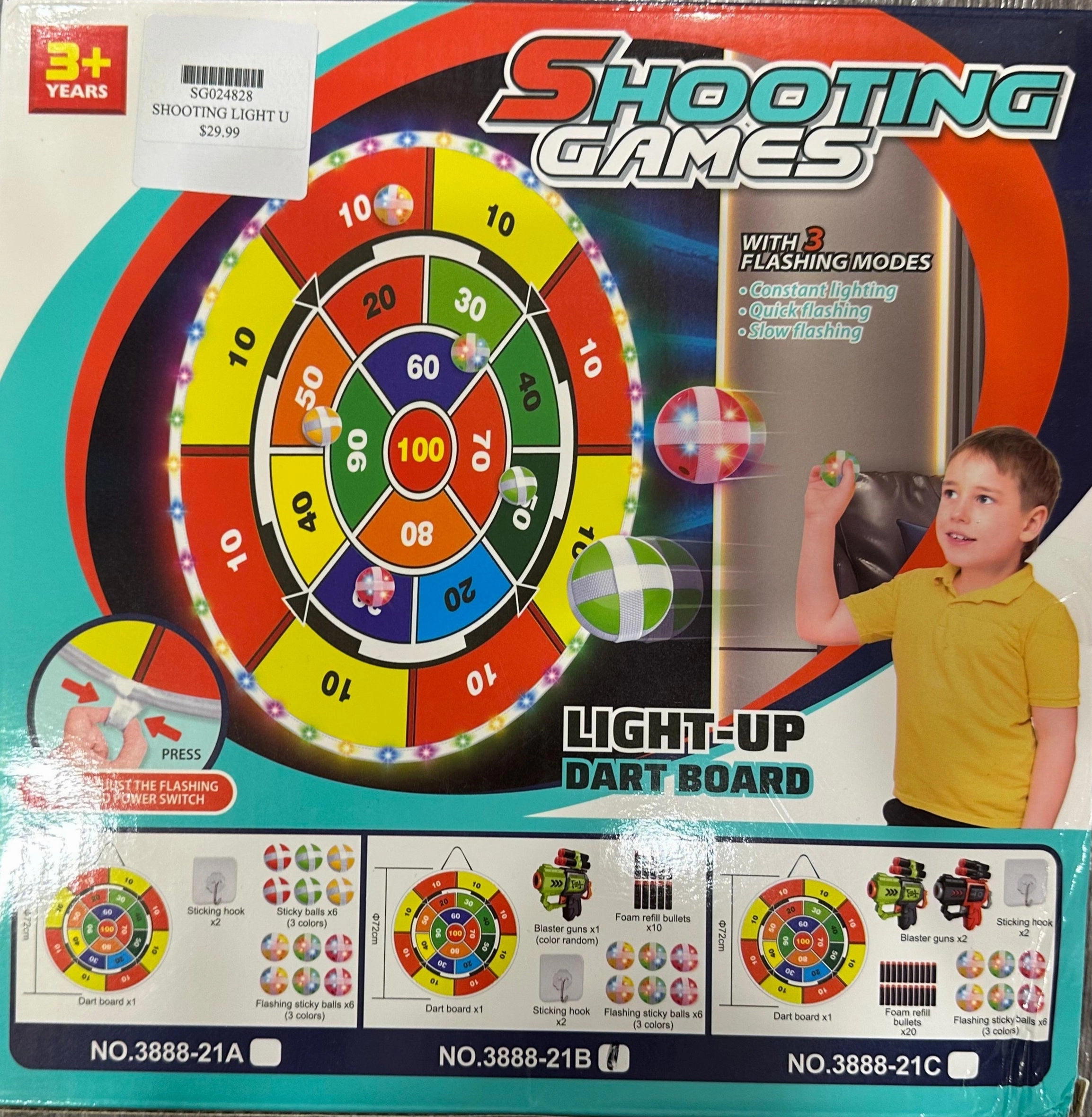 SHOOTING LIGHT UP DART BOARD  2 IN 1