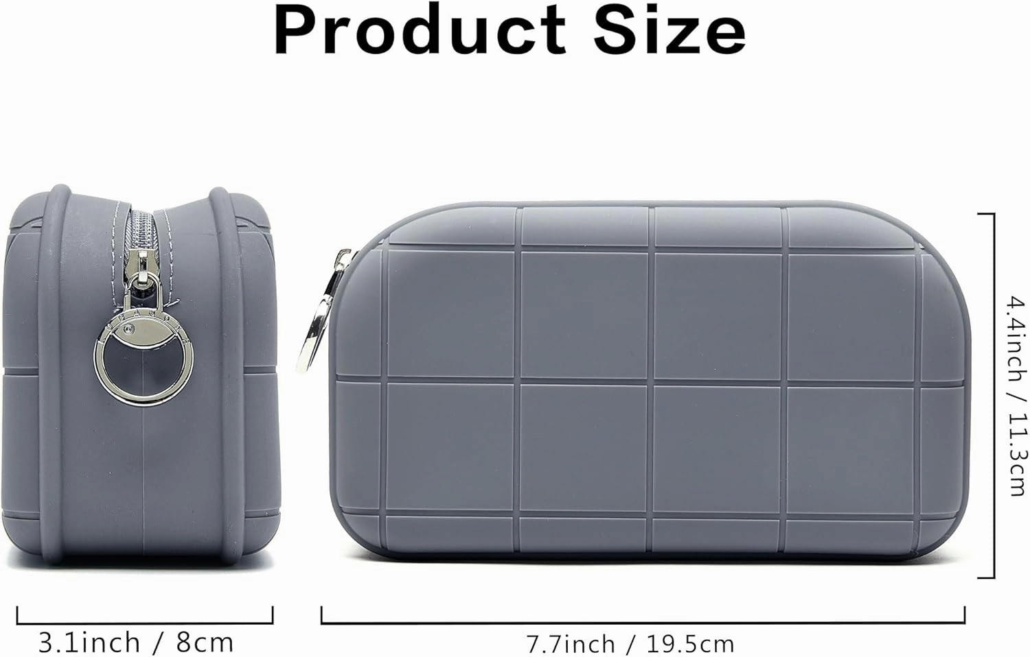 Silicone Makeup Bag Travel Cosmetic Bag Stuff Bag Makeup Pouch Cute Makeup Organizer Versatile Zipper Pouch for Women (Dark Grey)