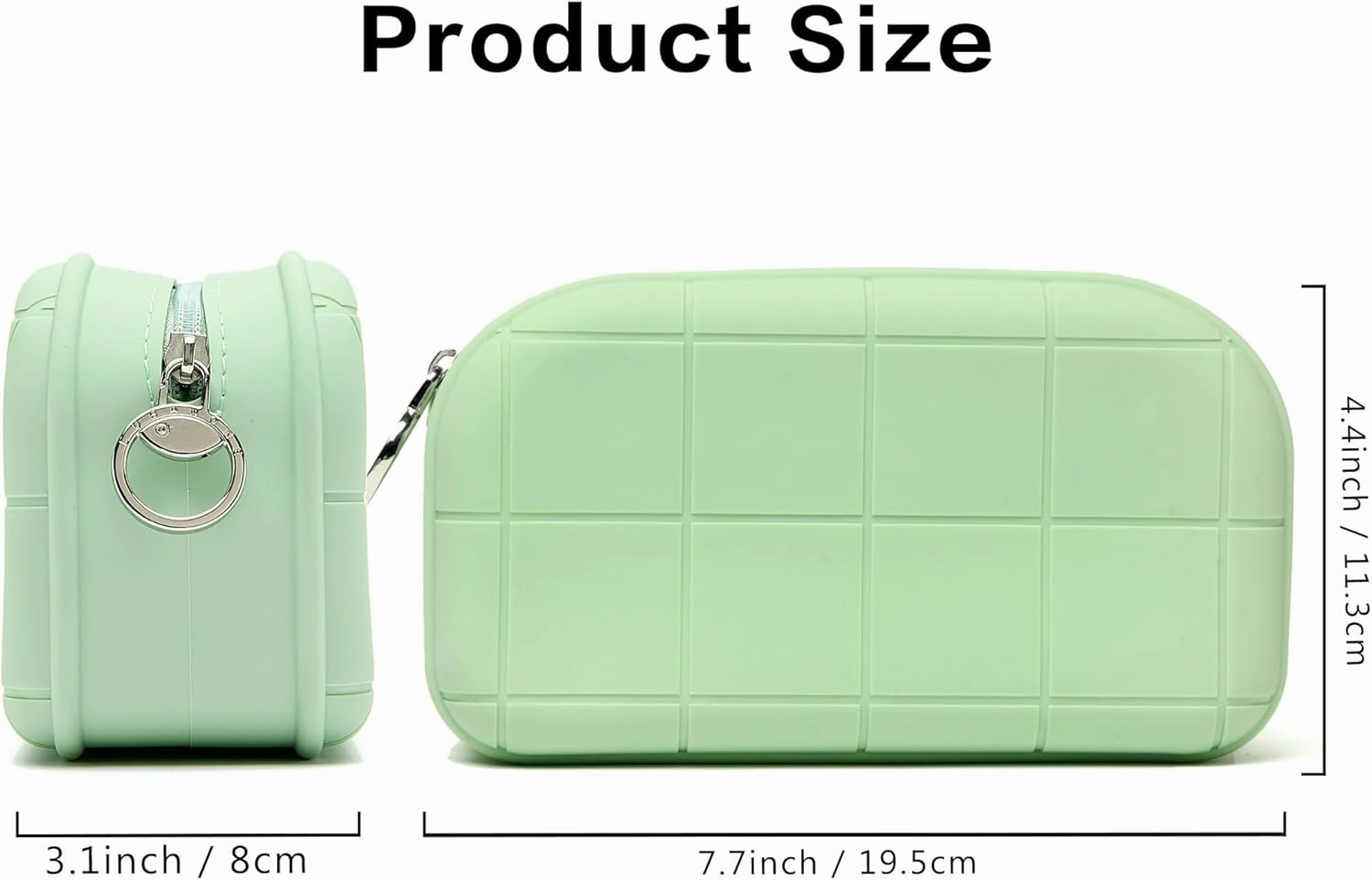 Silicone Makeup Bag Travel Cosmetic Bag Stuff Bag Makeup Pouch Cute Makeup Organizer Versatile Zipper Pouch for Women (Green)