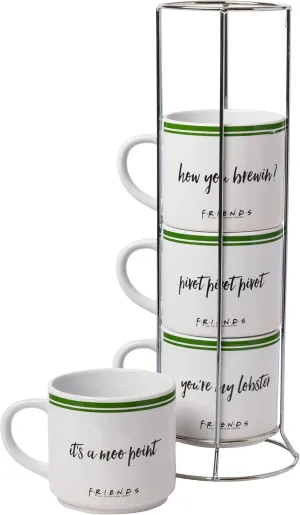 Silver Buffalo Friends Central Perk Stripe Pattern 4-Pack Ceramic Mug Stack, 10-Ounces