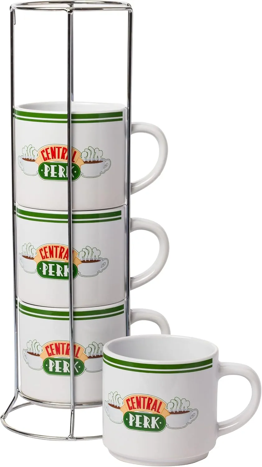 Silver Buffalo Friends Central Perk Stripe Pattern 4-Pack Ceramic Mug Stack, 10-Ounces