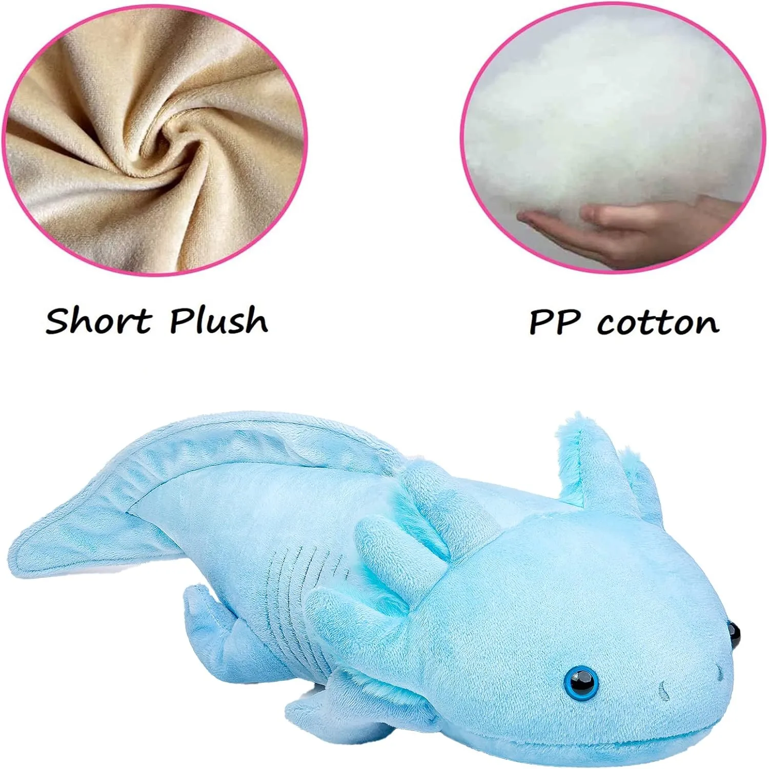 Simulation Blue Axolotl Plush Toy, Cute and Soft Zippered Blue Axolotl Set Stuffed Animal Plush Toys for Kids Boys and Girls Gifts, Room Decor