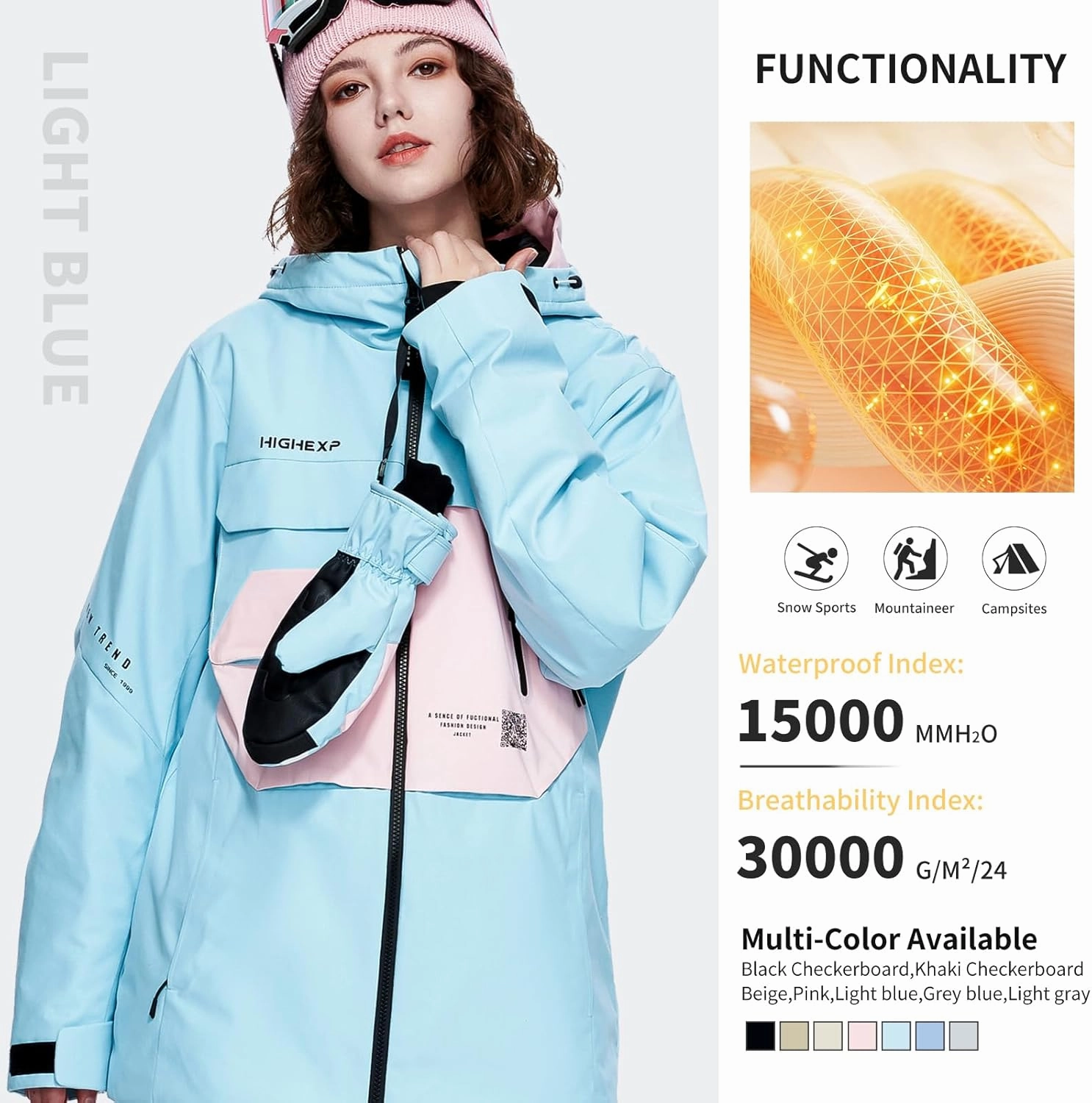 Ski Jacket Snowboard Coat Snow Winter Waterproof Insulated Windproof Baggy Warm Hooded Jacket for Men Women