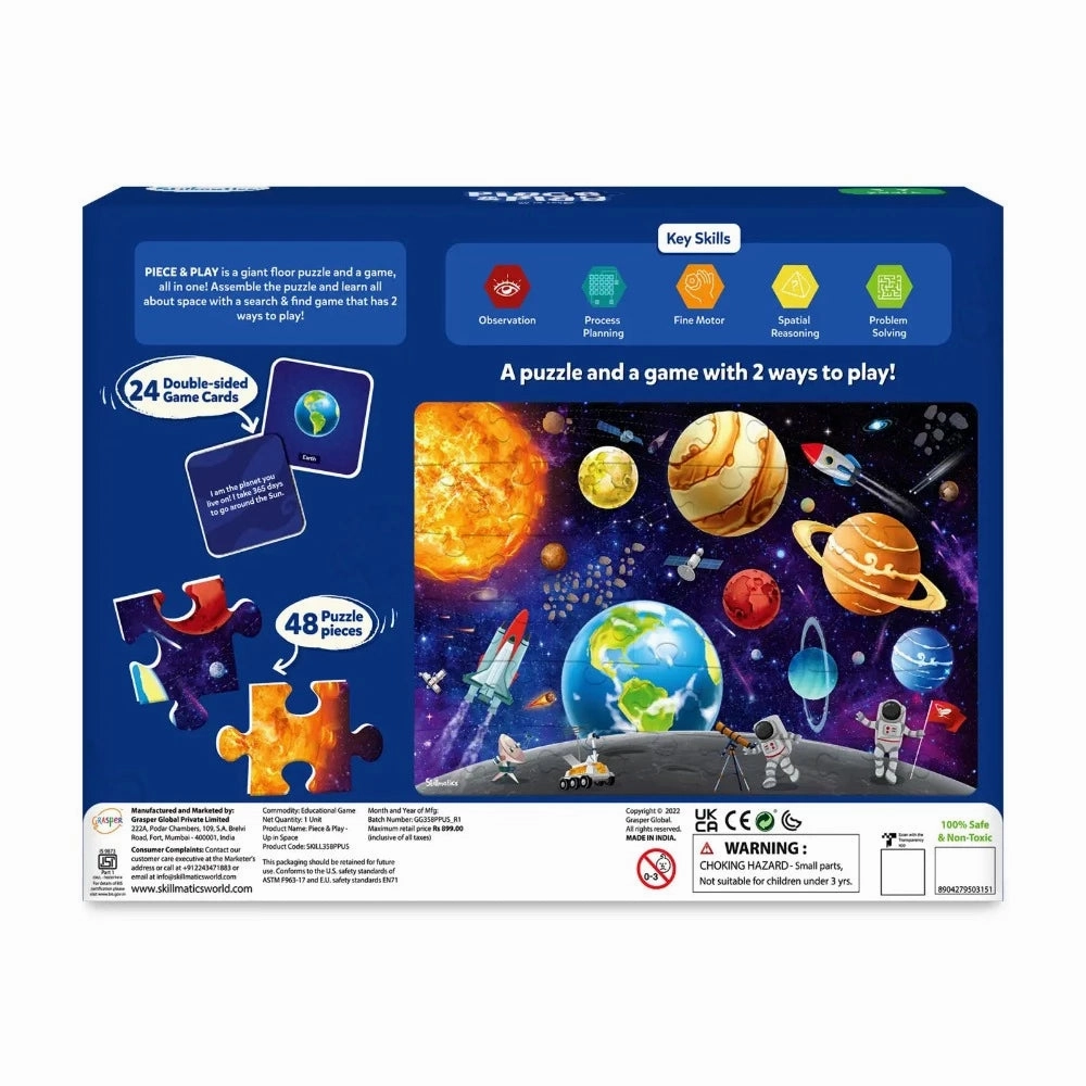 Skillmatics Piece & Play: Up In Space | Floor Puzzle & Game