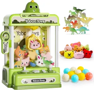 Skirfy Dinosaur Claw Machines,Electronic Arcade Game Vending Machine with Adjustable Sound& 32Pcs Mini Prizes,Candy Grabber Prize Dispenser Toys for Boys Girls,Birthday Toy Gifts for Kids