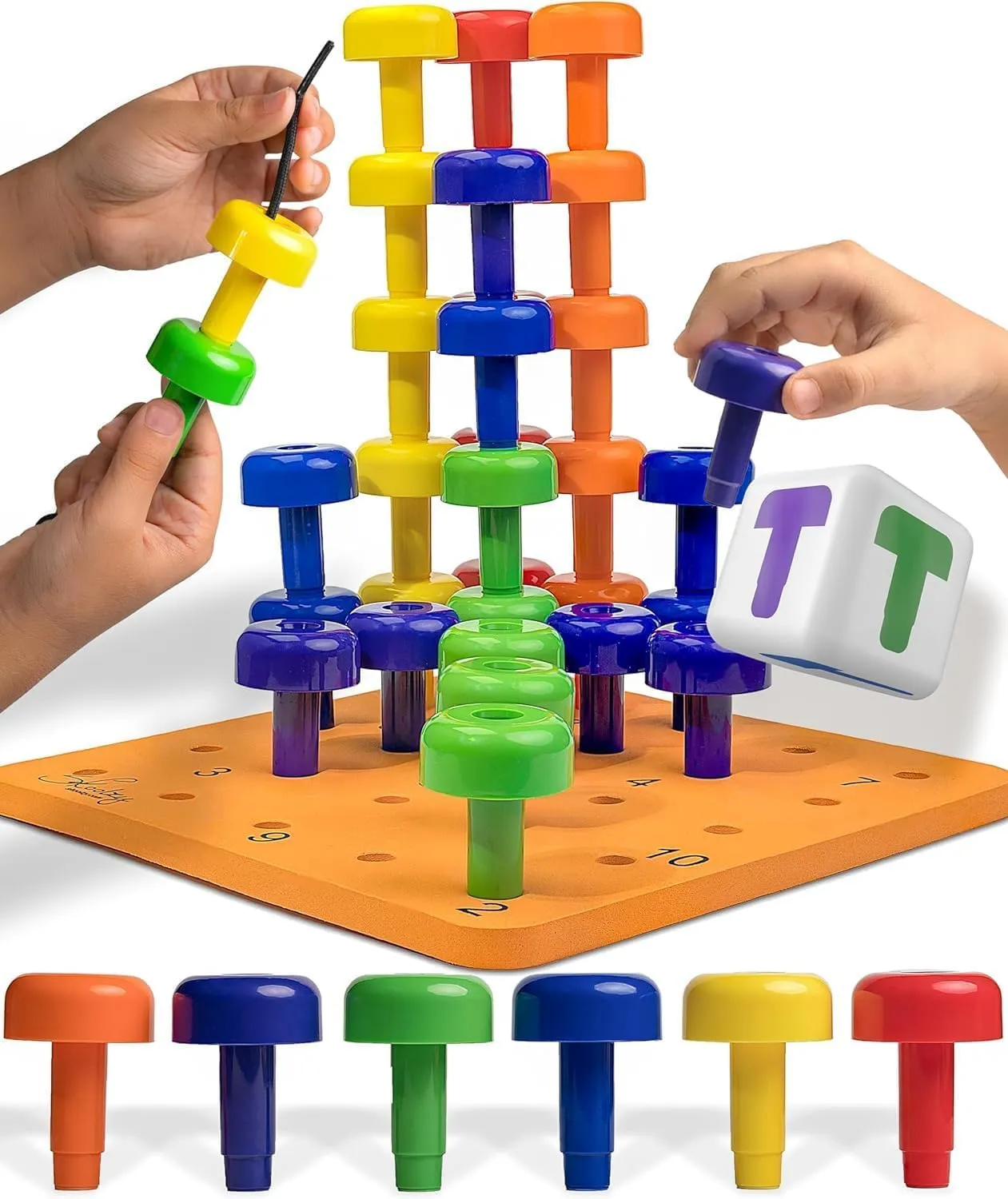 Skoolzy Peg Board Set - Montessori Toys for 2 Year Old - 33 Pc Peg Board for Kids - Occupational Therapy Toys with Pegs, Dice, Lacing String & Storage Bag - Montessori Toys for 2  Year Old