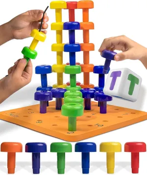 Skoolzy Peg Board Set - Montessori Toys for 2 Year Old - 33 Pc Peg Board for Kids - Occupational Therapy Toys with Pegs, Dice, Lacing String & Storage Bag - Montessori Toys for 2  Year Old