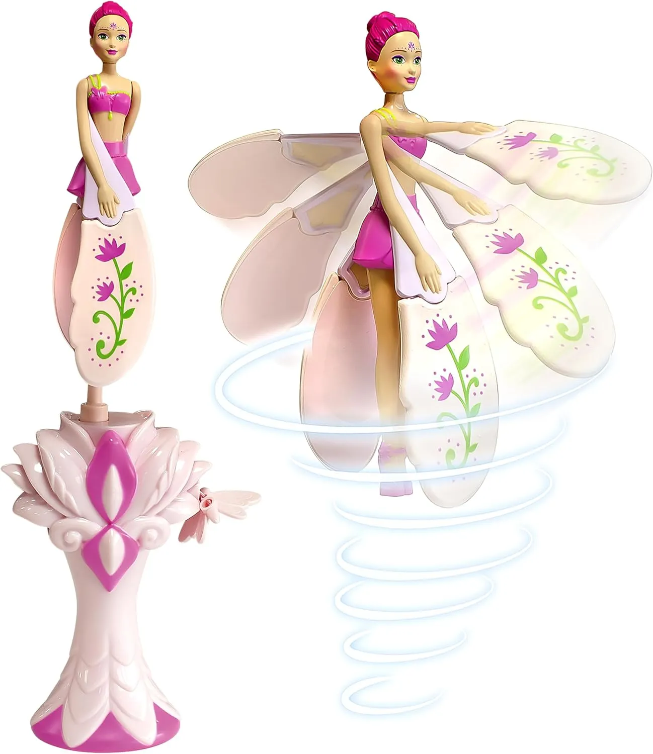 Sky Dancers Fuchsia Fantasy – The Original Flying Doll Toy – Pull String Powered, Use Indoors or Outdoors, No Batteries Required, Gift for Kids 6 