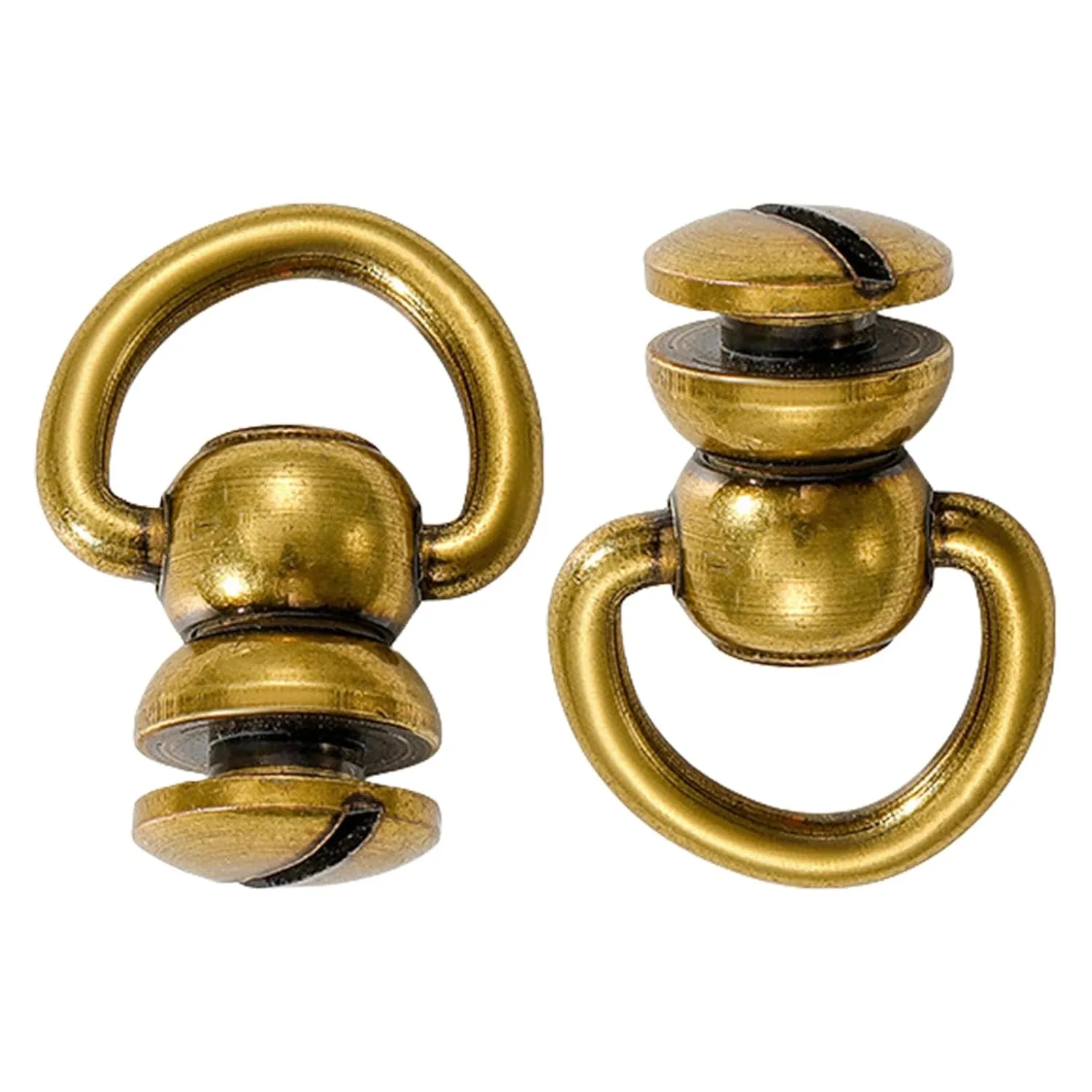 Small Screws for Handbags,Leather Rivets Kit,2Pcs Rotating D Rings Studs Metal for Leather Collar Belt Handbag Shoes Case Jeans Studs Rivets(Old Gold)