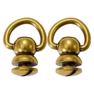 Small Screws for Handbags,Leather Rivets Kit,2Pcs Rotating D Rings Studs Metal for Leather Collar Belt Handbag Shoes Case Jeans Studs Rivets(Old Gold)