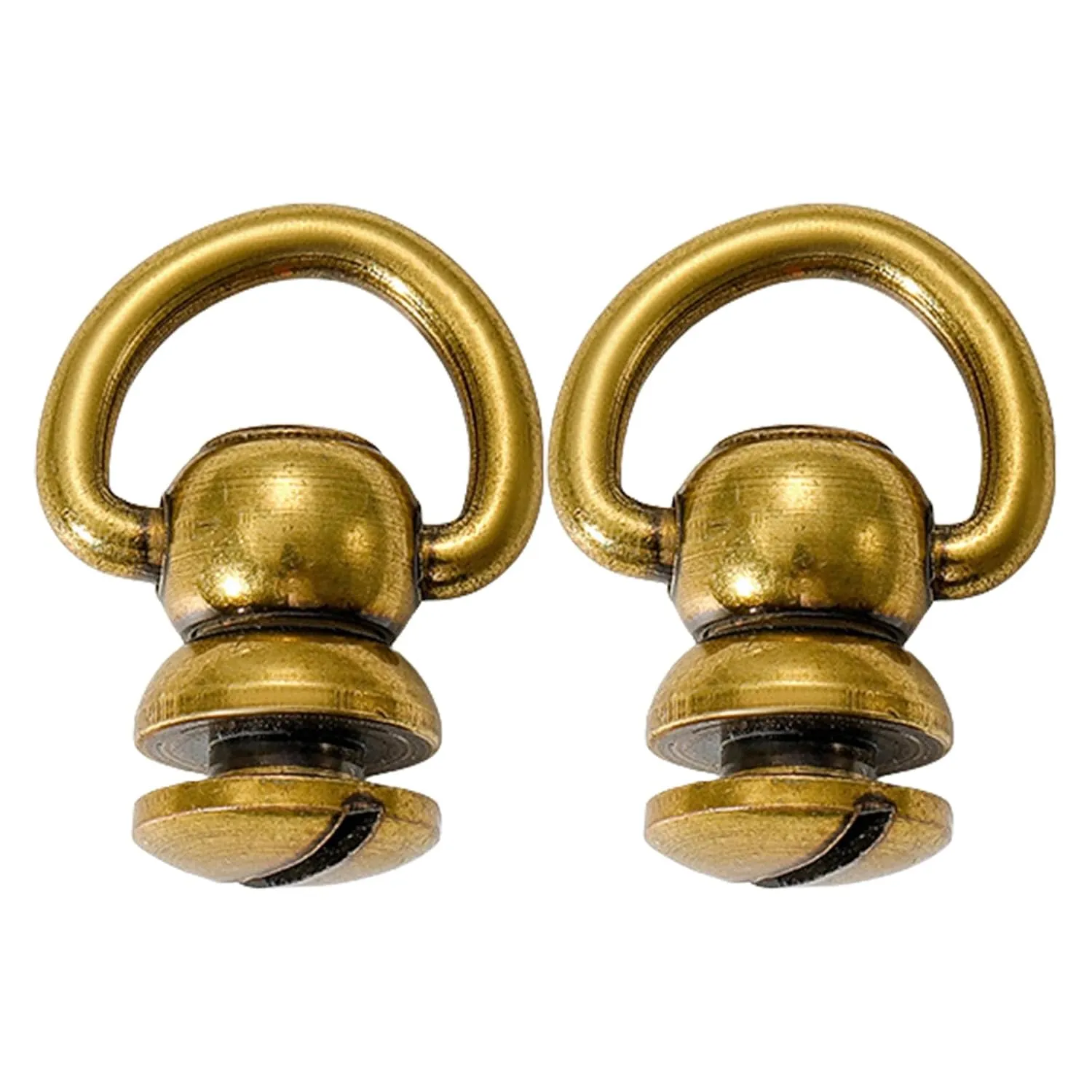 Small Screws for Handbags,Leather Rivets Kit,2Pcs Rotating D Rings Studs Metal for Leather Collar Belt Handbag Shoes Case Jeans Studs Rivets(Old Gold)