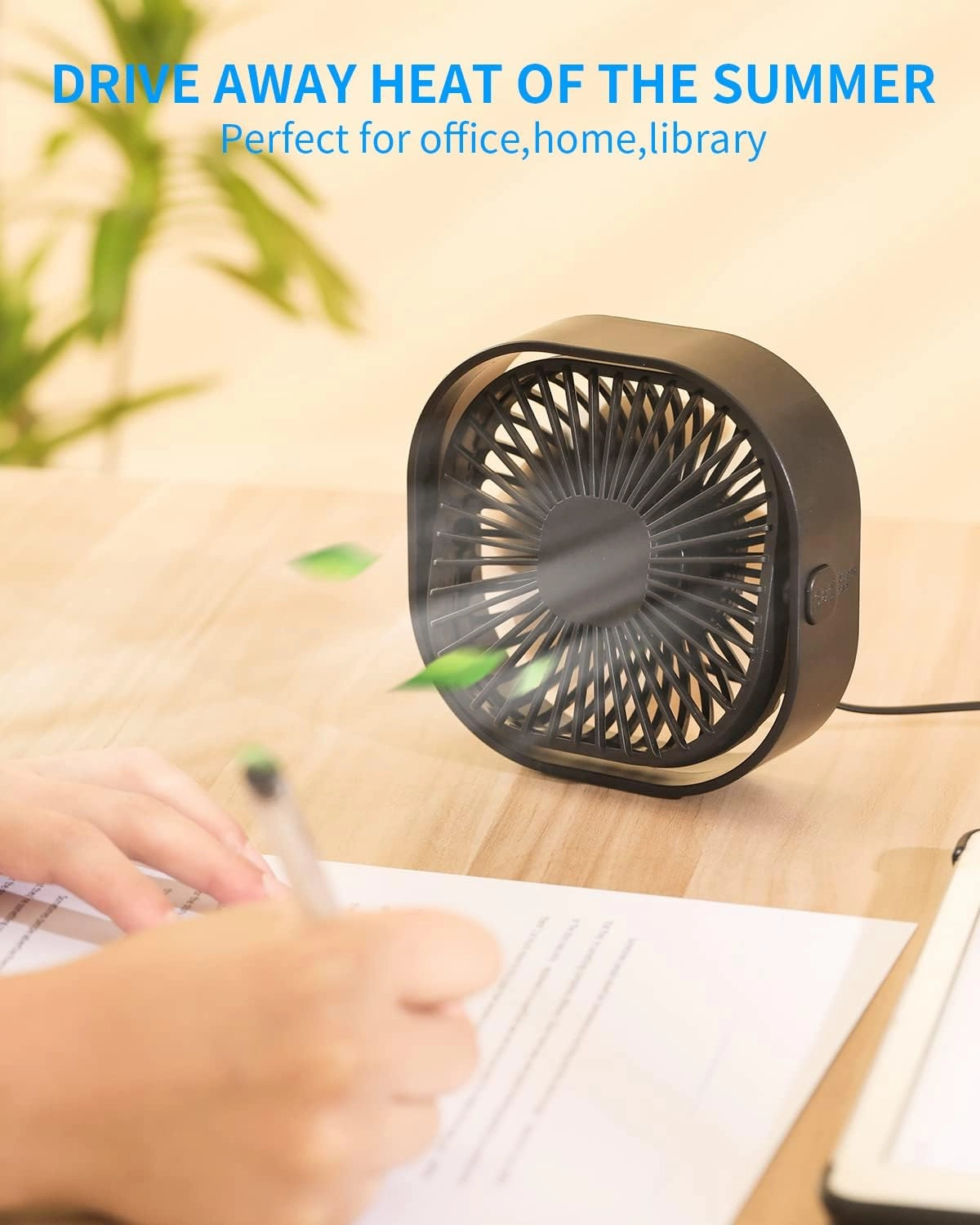Small USB Desk Fan, 4 Inch Quiet Mini Table Fan, 3 Speeds Portable Desktop Fan, 360°Rotatable Little Personal Fan, Small Cooling Fan with USB Cable,Mini Fan for Home Office Bedroom Summer Gift (Black)