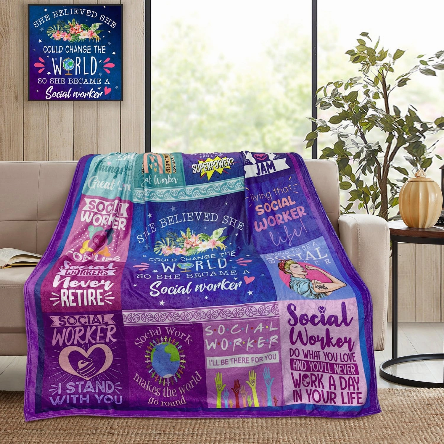 Social Worker Gifts for Women Blanket Birthday for Social Workers Appreciation Graduation Gifts for BSW, MSW, DSW Soft Throw Fleece Blanket 60”x50” in Home Bed Sofa Chairs Dorm