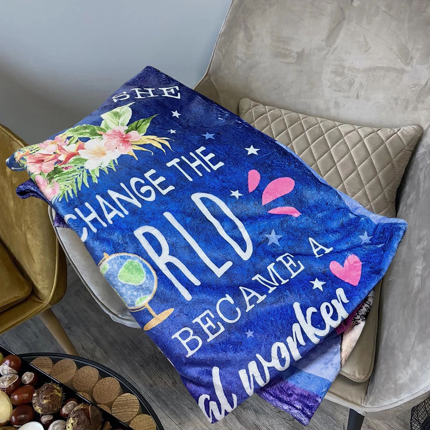 Social Worker Gifts for Women Blanket Birthday for Social Workers Appreciation Graduation Gifts for BSW, MSW, DSW Soft Throw Fleece Blanket 60”x50” in Home Bed Sofa Chairs Dorm