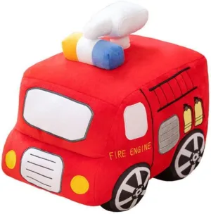 Soft Plush Fire Engine Excavator Stuffed Truck Toy Cute Cartoon Rescue Vehicle Throw Pillow Excellent Gifts for Kids or Birthday Party Christmas ﻿ (Fire Engine)