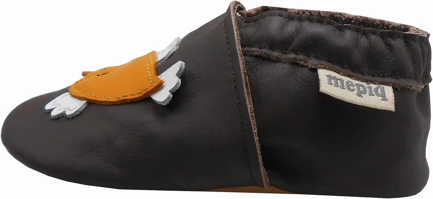 Soft Leather Slippers Baby Moccasins with Rubber Sole, Anti-Slip Infant Toddler First Walking Shoes for Boys Girls, 0-24 Months
