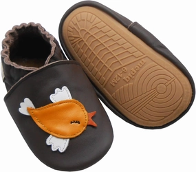 Soft Leather Slippers Baby Moccasins with Rubber Sole, Anti-Slip Infant Toddler First Walking Shoes for Boys Girls, 0-24 Months