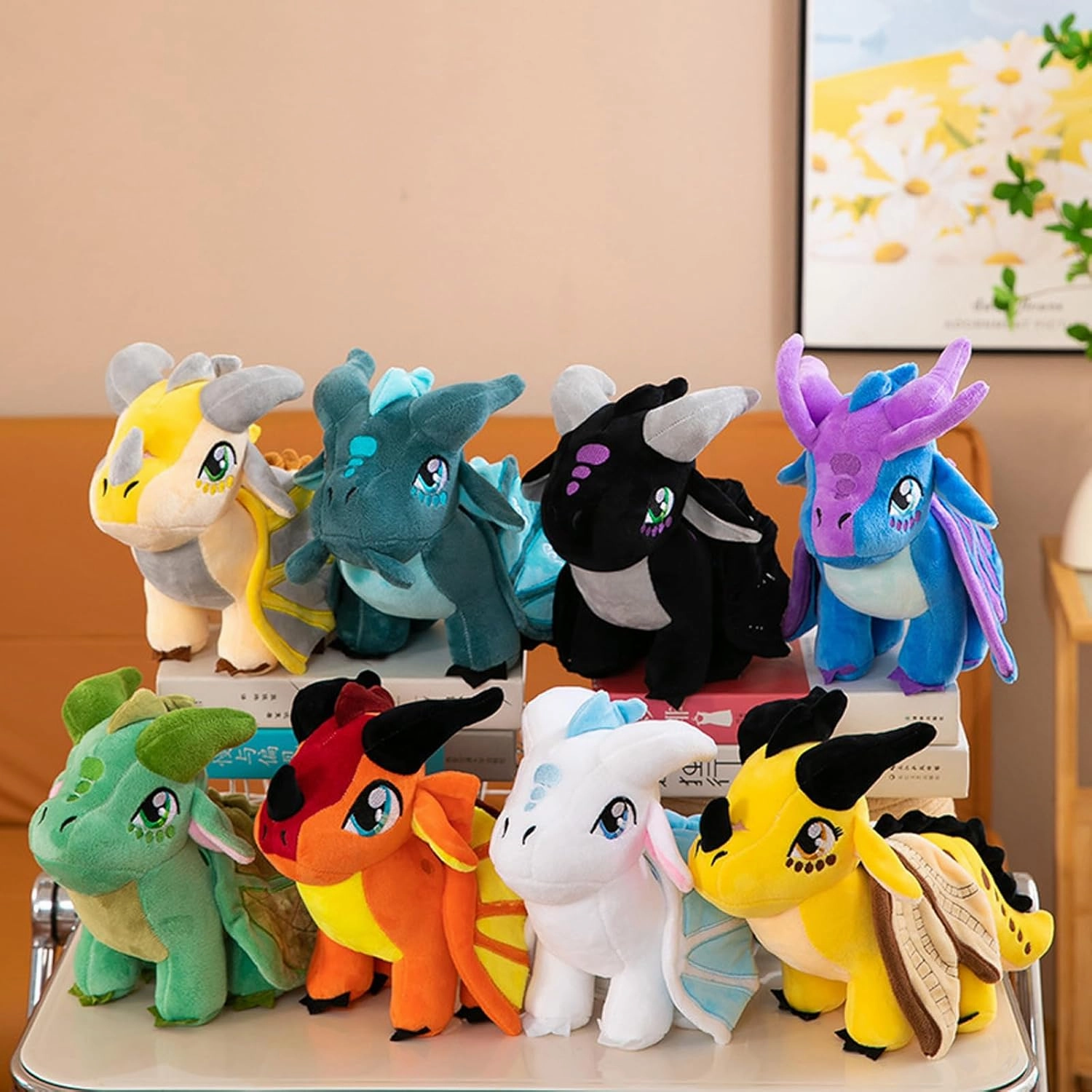 Soft Plush Wings Dragon Figures Stuffed Animals Toy Pillow Doll, Pterosaur Flying Orange Dragon Plushie Toys Best Birthday Christmas Anniversary Fiesta Party Festival Gifts for Adults Kids Baby Toys