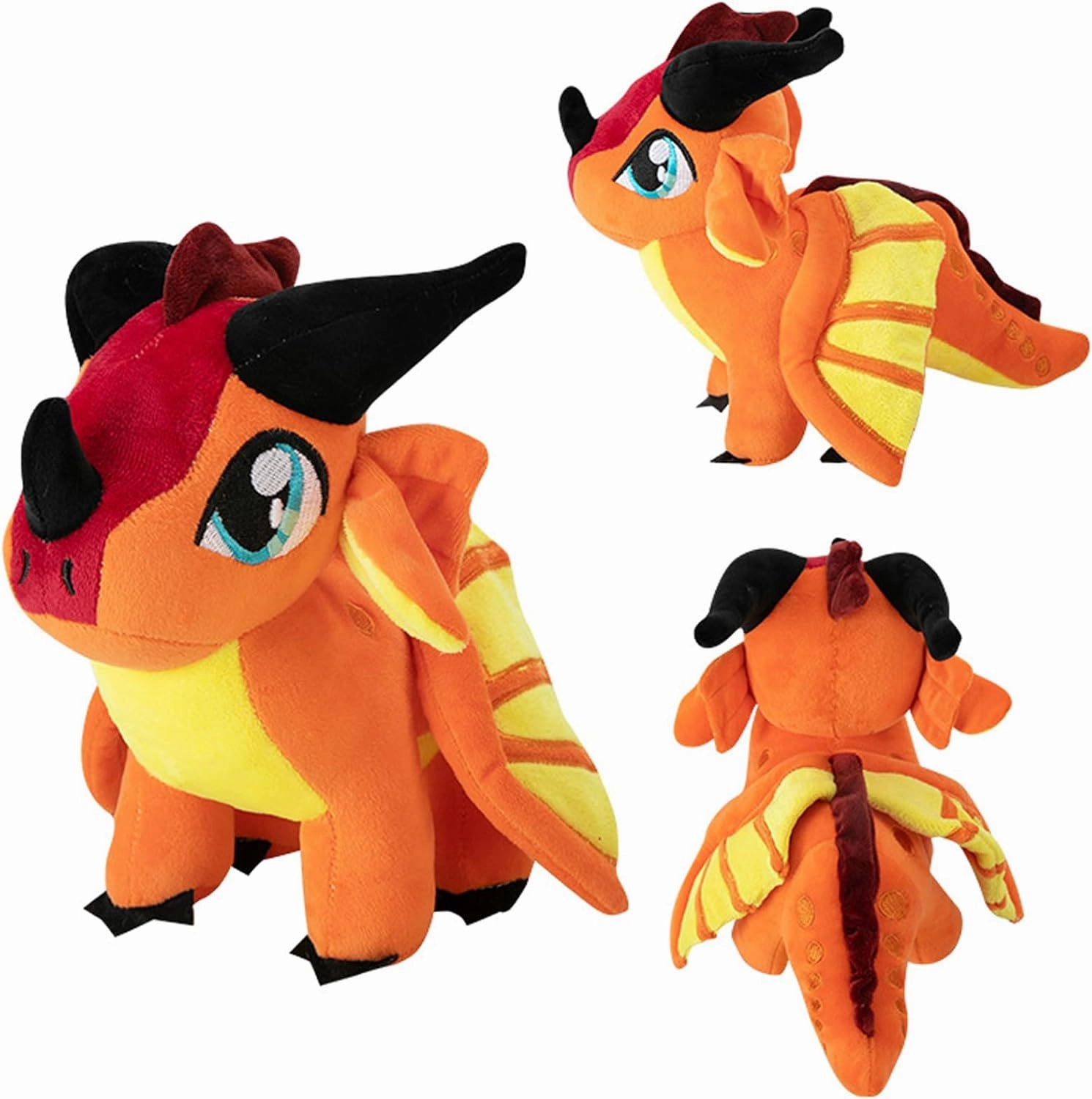 Soft Plush Wings Dragon Figures Stuffed Animals Toy Pillow Doll, Pterosaur Flying Orange Dragon Plushie Toys Best Birthday Christmas Anniversary Fiesta Party Festival Gifts for Adults Kids Baby Toys