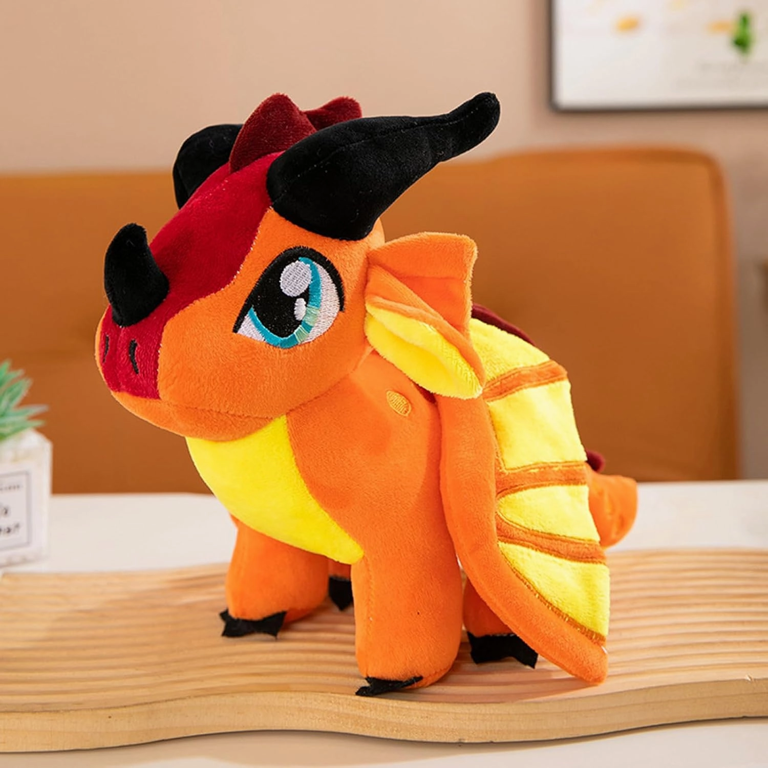Soft Plush Wings Dragon Figures Stuffed Animals Toy Pillow Doll, Pterosaur Flying Orange Dragon Plushie Toys Best Birthday Christmas Anniversary Fiesta Party Festival Gifts for Adults Kids Baby Toys