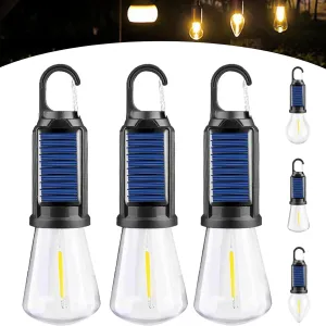 Solar Rechargeable Hooked Camping Light, Solar Tent Lights USB Rechargeable Camping Lights, Portable Tent Lights LED Lamp Waterproof for Camping, Hiking (B 3PCS)