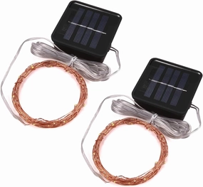Solar Mini Teeny Tiny Lights,Starry String Light for Garden Fairy,Tree,Railing,Arbor,Fence,16 Feet 50LEDs,2 Pack,Warm White