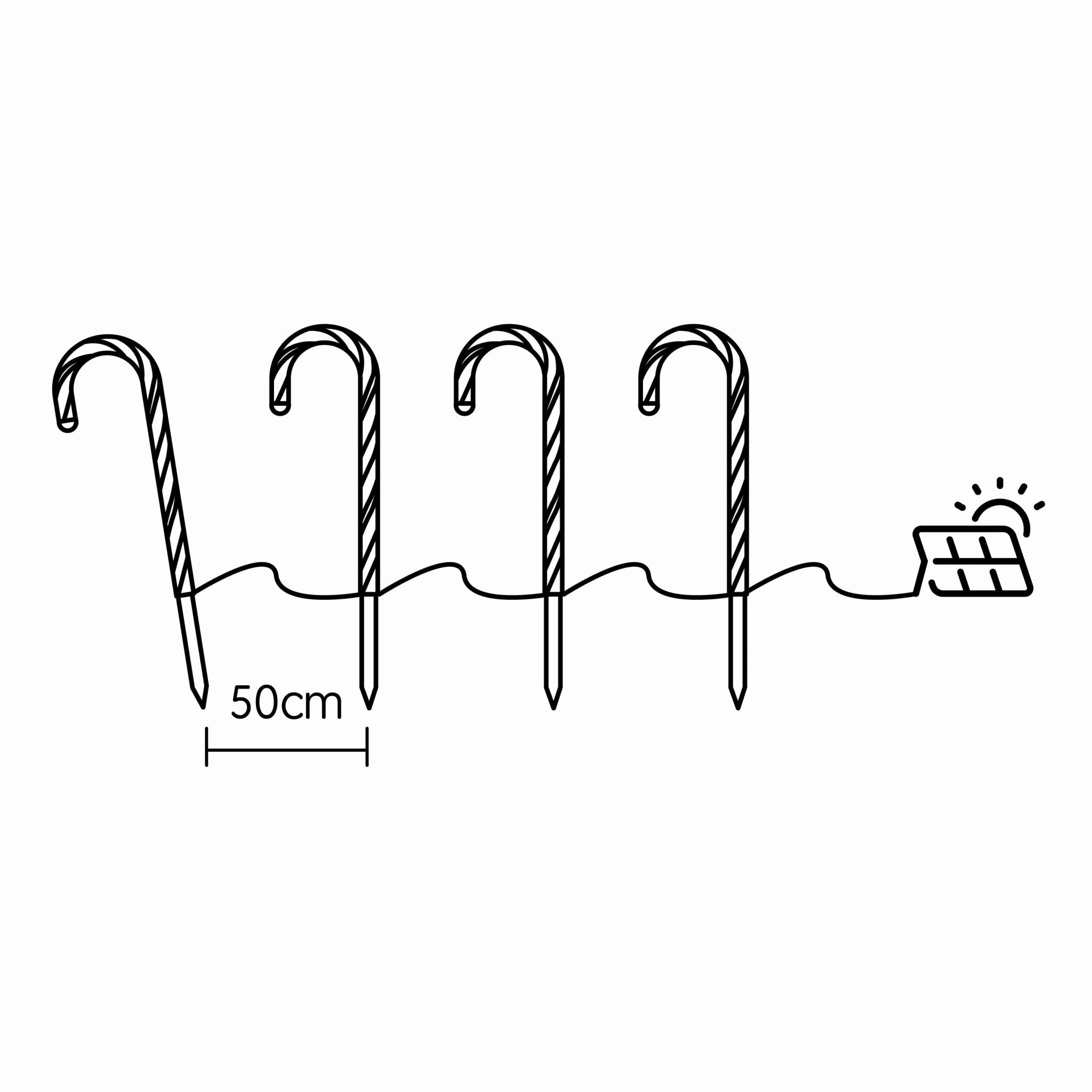 Solar Power Set of 4 Small Candy Cane - 2 Colour Options