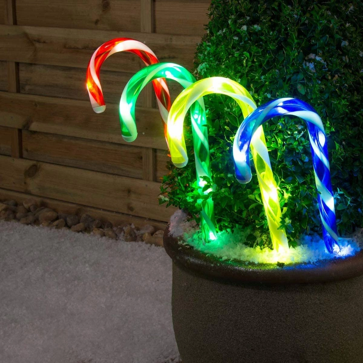 Solar Power Set of 4 Small Candy Cane - 2 Colour Options