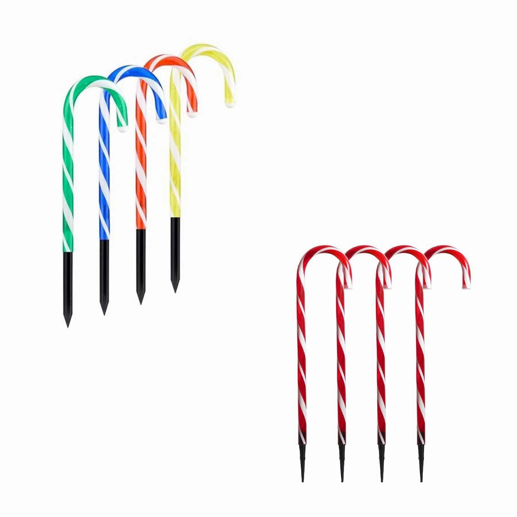 Solar Power Set of 4 Small Candy Cane - 2 Colour Options