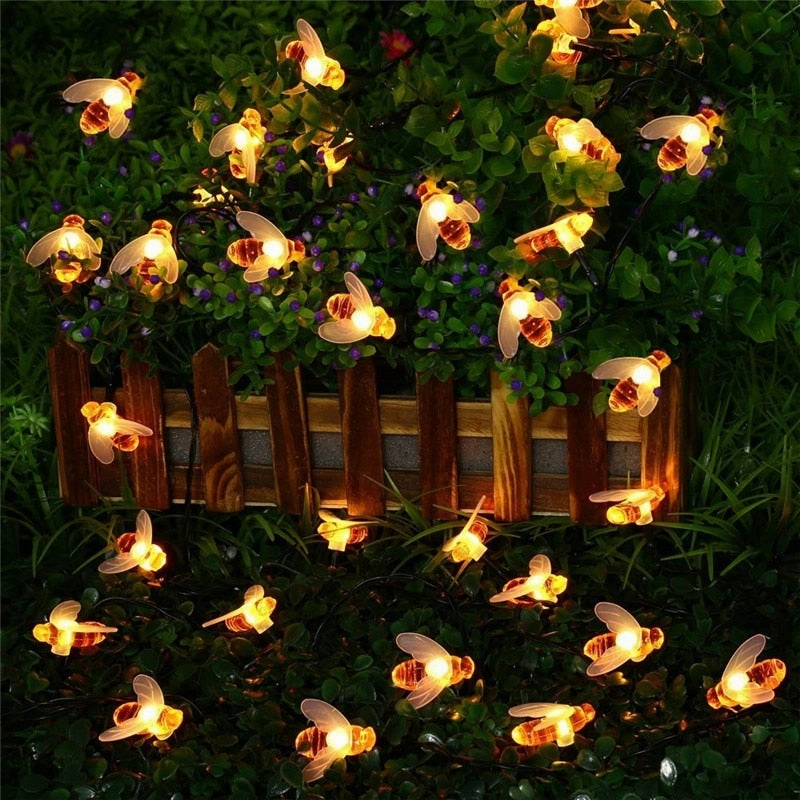 SOLAR POWERED HONEYBEE DESIGN LED FAIRY LIGHTS (50PCS)