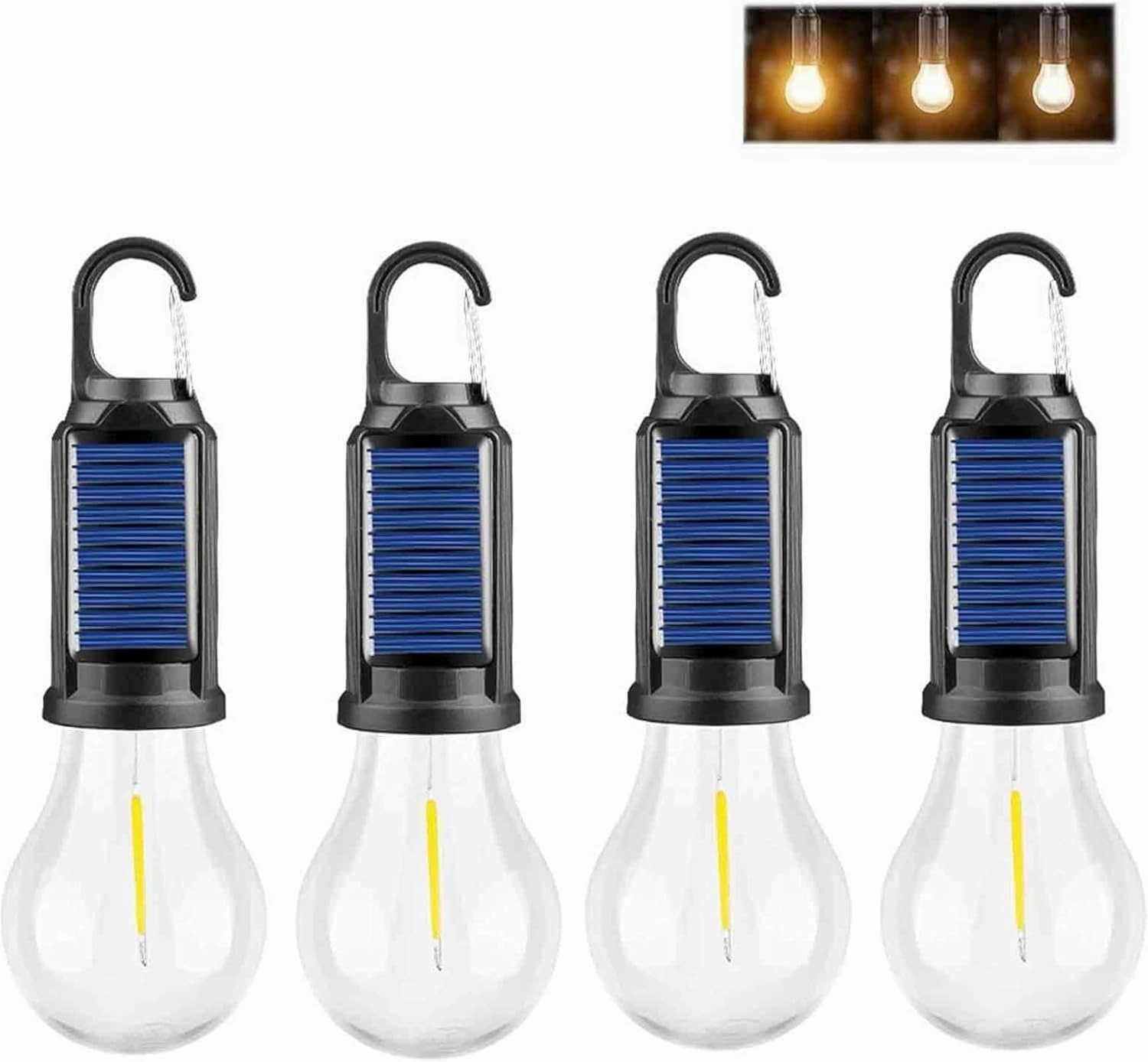 Solar Rechargeable Hooked Camping Light, Solar Tent Lights USB Rechargeable LED Camping Lantern, 2025 New Vintage Outdoor Tent Ambient Light, for Power Outages, Hiking,Campsites (B,4PC)